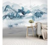 XLMING Encre De Chine Abstrait Paysage Petit Bateau Oiseaux En Vol 3D Papier Peint Luxe Décoration Manger Adulte Intérieure Salon Canapé Chambre Fond TV Mur-400cm×280cm