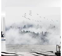 XLMING Encre De Chine Hautes Montagnes Forêt Oiseaux En Vol Atmosphère Poétique Papier Peint 3D Soie De Luxe Intissé Bureau Salle à Manger Canapé Chambre Salon TV Mural Décoratif-250cm×170cm