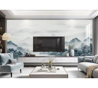 XLMING Encre De Chine Paysage Oiseaux En Vol Forêt Art Papier Peint 3D Soie De Luxe Intissé Bureau Salle à Manger Canapé Chambre Salon TV Mural Décoratif-350cm×256cm