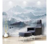 XLMING Encre De Chine Paysage Oiseaux En Vol Petit Bateau Décor 3D Papier Peint Luxe Décoration Manger Adulte Intérieure Salon Canapé Chambre Fond TV Mur-200cm×140cm
