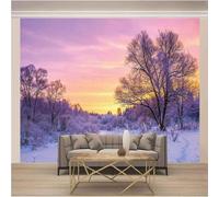 XLMING Esthétique Coucher De Soleil Violet Neige Blanche 3D Papier Peint Luxe Décoration Manger Adulte Intérieure Salon Canapé Chambre Fond TV Mur-150cm×105cm