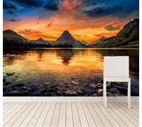 XLMING Esthétique En Trois Dimensions Montagnes Lever Du Soleil Paysage 3D Papier Peint Texture Soyeuse Intissé Salle à Manger Bureau Canapé Chambre Salon TV Mur-350cm×256cm