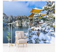 XLMING Esthétique Forêt Architecture Maisons Paysage Enneigé 3D Papier Peint Luxe Décoration Manger Adulte Intérieure Salon Canapé Chambre Fond TV Mur-200cm×140cm