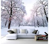XLMING Esthétique Hiver Forêt Paysage Enneigé Paysage Naturel 3D Papier Peint Luxe Décoration Manger Adulte Intérieure Salon Canapé Chambre Fond TV Mur-300cm×210cm