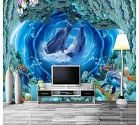 XLMING Esthétique Tourbillon Dauphin Monde Sous Marin Corail 3D Papier Peint Luxe Décoration Manger Adulte Intérieure Salon Canapé Chambre Fond TV Mur-430cm×300cm