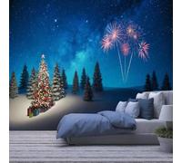 XLMING Éthéré Ciel Étoilé Bleu Pins Feux D'Artifice 3D Papier Peint Luxe Décoration Manger Adulte Intérieure Salon Canapé Chambre Fond TV Mur-150cm×105cm