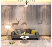 XLMING Éthéré Féérique Forêt Élan Paysage Enchanté Papier Peint 3D Soie De Luxe Intissé Bureau Salle à Manger Canapé Chambre Salon TV Mural Décoratif-350cm×256cm