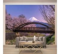 XLMING Éthéré Montagnes Enneigées Forêts Roses Pont En Bois 3D Papier Peint Luxe Décoration Manger Adulte Intérieure Salon Canapé Chambre Fond TV Mur-200cm×140cm