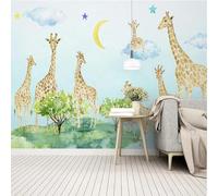 XLMING Étoiles De Girafe Mignonnes Moon Meadow Fresh 3D Papier Peint Texture Soyeuse Intissé Salle à Manger Bureau D'étude Canapé Chambre Salon TV Mur-250cm×170cm