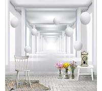 XLMING Extension De L'Espace Du Couloir De L'Orbe Blanc Papier Peint 3D Soie Texturée Haut De Gamme Salon Canapé Chambre À Coucher Salle Manger Murale-200cm×140cm