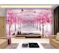 XLMING Extension De L'Espace Papillon Des Bois Roses 3D Papier Peint Luxe Décoration Manger Adulte Intérieure Salon Canapé Chambre Fond TV Mur-200cm×140cm