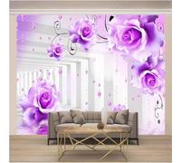 XLMING Extension Spatiale De L'Architecture De La Fleur Pourpre 3D Papier Peint Luxe Décoration Manger Adulte Intérieure Salon Canapé Chambre Fond TV Mur-200cm×140cm