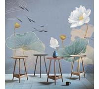 XLMING Feuille De Lotus Créative Fleur De Lotus Petit Poisson Art 3D Papier Peint Premium Texturé Soie Bureau Salle à Manger Salon Chambre Coucher Canapé TV Mur-250cm×170cm