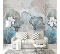 XLMING Feuilles De Lotus Et Fleurs De Lotus Abstraites À L'Encre De Chine 3D Papier Peint Luxe Décoration Manger Adulte Intérieure Salon Canapé Chambre Fond TV Mur-400cm×280cm