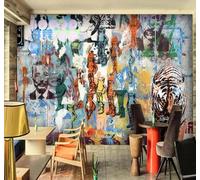 XLMING Figures Abstraites Dessinées À La Main Tigre Graffiti 3D Papier Peint Premium Texturé Soie Bureau Salle à Manger Salon Chambre Coucher Canapé TV Mur-430cm×300cm