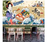 XLMING Figures Créatives Bambou Vagues Sushi 3D Papier Peint Premium Texturé Soie Bureau Salle à Manger Salon Chambre Coucher Canapé TV Mur-400cm×280cm