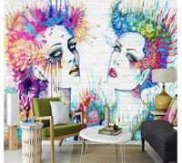 XLMING Figures Graffiti Abstraites Colorées Rétro 3D Papier Peint Premium Texturé Soie Bureau Salle à Manger Salon Chambre Coucher Canapé TV Mur-300cm×210cm