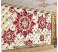 XLMING Fleur Créative En Pierre Précieuse Rouge Soft Pack 3D Papier Peint Premium Texturé Soie Bureau Salle à Manger Salon Chambre Coucher Canapé TV Mur-350cm×256cm