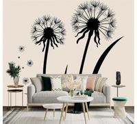 XLMING Fleur De Pissenlit Noire Graines En Vol Minimaliste Végétal 3D Papier Peint Texture Soyeuse Intissé Salle à Manger Bureau Canapé Chambre Salon TV Mur-200cm×140cm