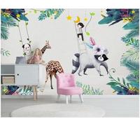 XLMING Fleur Fraîche Girafe Cartoon Moon Papier Peint 3D Soie De Luxe Intissé Bureau Salle à Manger Canapé Chambre Salon TV Mural Décoratif-150cm×105cm