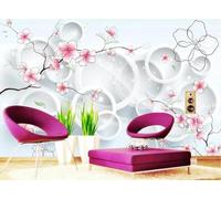 XLMING Fleur Géométrique Ronde Rose Stéréoscopique 3D Papier Peint Luxe Décoration Manger Adulte Intérieure Salon Canapé Chambre Fond TV Mur-350cm×256cm