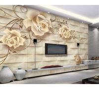 XLMING Fleur Géométrique Tridimensionnelle En Faux Marbre Jaune 3D Papier Peint Luxe Décoration Manger Adulte Intérieure Salon Canapé Chambre Fond TV Mur-300cm×210cm
