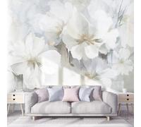 XLMING Fleurs Abstraites Fraîches Belles Rêveuses Blanches 3D Papier Peint Texture Soyeuse Intissé Salle à Manger Bureau D'étude Canapé Chambre Salon TV Mur-200cm×140cm