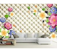 XLMING Fleurs Colorées Créatives Diamants Soft Pack 3D Papier Peint Luxe Décoration Manger Adulte Intérieure Salon Canapé Chambre Fond TV Mur-350cm×256cm