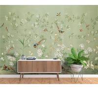 XLMING Fleurs Fraîches Peintes À La Main Oiseau De Jardin Nostalgie 3D Papier Peint Texture Soyeuse Intissé Salle à Manger Bureau D'étude Canapé Chambre Salon TV Mur-300cm×210cm