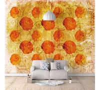 XLMING Fleurs Orange Créatives Peintes À La Main Dans Un Style Rétro 3D Papier Peint Texture Soyeuse Intissé Salle à Manger Bureau D'étude Canapé Chambre Salon TV Mur-350cm×256cm