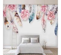 XLMING Fleurs Roses À Plumes Multicolores En Trois Dimensions 3D Papier Peint Premium Texturé Soie Bureau Salle à Manger Salon Chambre Coucher Canapé TV Mur-400cm×280cm