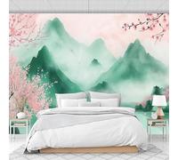 XLMING Fleurs Roses Des Montagnes Vertes En 3D Papier Peint 3D Soie Texturée Haut De Gamme Salon Canapé Chambre À Coucher Salle Manger Murale-150cm×105cm