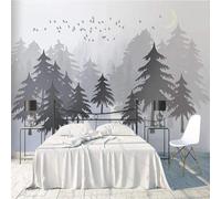 XLMING Forêt Animaux Élan Oiseaux En Vol Lune 3D Papier Peint Texture Soyeuse Intissé Salle à Manger Bureau D'étude Canapé Chambre Salon TV Mur-250cm×170cm