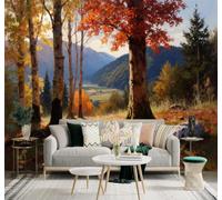 XLMING Forêt D'Automne Sentier Montagnes Arbres Aux Couleurs Chatoyantes Paysage De Vallée 3D Papier Peint Premium Texturé Soie Bureau Salle à Manger Salon Chambre Coucher Canapé TV Mur-250cm×170cm