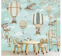 XLMING Fraîcheur Oiseaux Montgolfières Avions Arbres 3D Papier Peint Premium Texturé Soie Bureau Salle à Manger Salon Chambre Coucher Canapé TV Mur-200cm×140cm