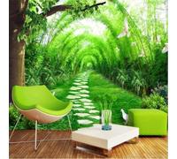 XLMING Fraîcheur Verdure Bambouseraie Couloir Oiseaux En Vol 3D Papier Peint Premium Texturé Soie Bureau Salle à Manger Salon Chambre Coucher Canapé TV Mur-350cm×256cm