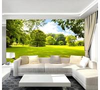 XLMING Fraîcheur Vert Forêt Prairie Nature Paysage 3D Papier Peint Texture Soyeuse Intissé Salle à Manger Bureau D'étude Canapé Chambre Salon TV Mur-350cm×256cm