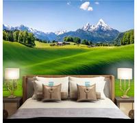 XLMING Fraîcheur Vert Prairie Montagne Enneigée Paysage Papier Peint 3D Soie De Luxe Intissé Bureau Salle à Manger Canapé Chambre Salon TV Mural Décoratif-430cm×300cm
