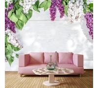 XLMING Frais Beau Fleurs Colorées Feuilles Grain De Bois 3D Papier Peint Texture Soyeuse Intissé Salle à Manger Bureau D'étude Canapé Chambre Salon TV Mur-250cm×170cm