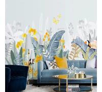 XLMING Frais Beau Fleurs De Rêve Oiseaux Papillons 3D Papier Peint Texture Soyeuse Intissé Salle à Manger Bureau D'étude Canapé Chambre Salon TV Mur-300cm×210cm