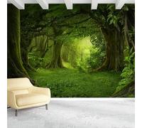 XLMING Frais Beau Vert Paysage Fantaisie Forêt 3D Papier Peint Texture Soyeuse Intissé Salle à Manger Bureau D'étude Canapé Chambre Salon TV Mur-150cm×105cm
