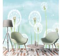 XLMING Frais Bleu Minimaliste Plantes Pissenlits 3D Papier Peint Premium Texturé Soie Bureau Salle à Manger Salon Chambre Coucher Canapé TV Mur-400cm×280cm