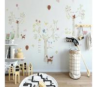 XLMING Frais Cartoon Renard Écureuil Grand Arbre Papillon 3D Papier Peint Premium Texturé Soie Bureau Salle à Manger Salon Chambre Coucher Canapé TV Mur-150cm×105cm