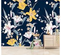 XLMING Frais Esthétique Dessin À La Main Plantes Fleurs Et Oiseaux 3D Papier Peint Texture Soyeuse Intissé Salle à Manger Bureau D'étude Canapé Chambre Salon TV Mur-300cm×210cm