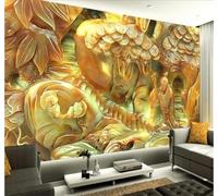 XLMING Frais Esthétique En Relief Sculpture Sur Jade Antique Bas Relief 3D Papier Peint Texture Soyeuse Intissé Salle à Manger Bureau D'étude Canapé Chambre Salon TV Mur-350cm×256cm