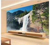 XLMING Frais Esthétique Haute Montagne Cours D'Eau Cascade Paysage 3D Papier Peint Texture Soyeuse Intissé Salle à Manger Bureau D'étude Canapé Chambre Salon TV Mur-250cm×170cm
