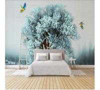 XLMING Frais Esthétique Vert Grands Arbres Forêt Oiseaux En Vol 3D Papier Peint Premium Texturé Soie Bureau Salle à Manger Salon Chambre Coucher Canapé TV Mur-300cm×210cm