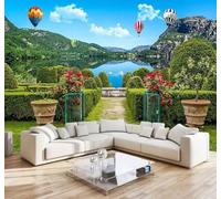 XLMING Frais Jardin Vert Paysage Vue Papier Peint 3D Soie De Luxe Intissé Bureau Salle à Manger Canapé Chambre Salon TV Mural Décoratif-400cm×280cm