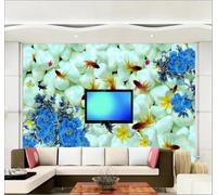 XLMING Frais Raffiné Bleu Rose Galets Poisson Rouge 3D Papier Peint Texture Soyeuse Intissé Salle à Manger Bureau D'étude Canapé Chambre Salon TV Mur-430cm×300cm