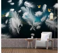 XLMING Frais Raffiné Féérique Plumes Oiseaux En Vol 3D Papier Peint Texture Soyeuse Intissé Salle à Manger Bureau D'étude Canapé Chambre Salon TV Mur-300cm×210cm